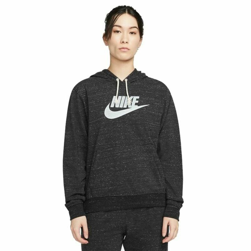 Felpa con Cappuccio Donna Nike Sportswear Gym Vintage Nero Felpa con Cappuccio Donna Nike Sportswear Gym Vintage Nero