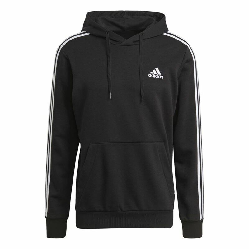 Felpa con Cappuccio Uomo Adidas Essentials 3 Stripes Nero Felpa con Cappuccio Uomo Adidas Essentials 3 Stripes Nero