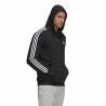 Felpa con Cappuccio Uomo Adidas Essentials 3 Stripes Nero