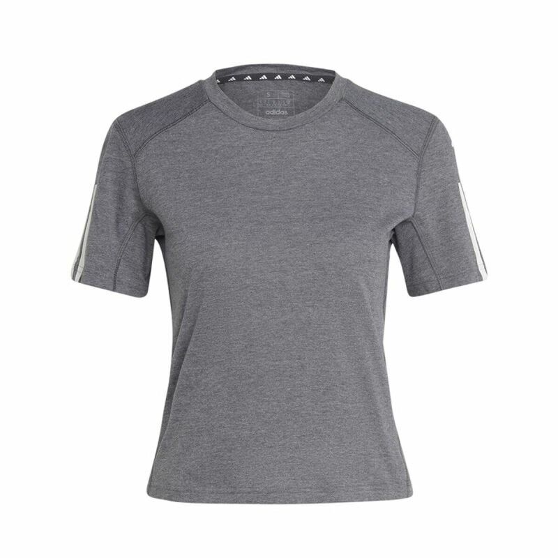 Maglia a Maniche Corte Donna Adidas 3 stripes Essentials Grigio chiaro Maglia a Maniche Corte Donna Adidas 3 stripes Essentials Grigio chiaro