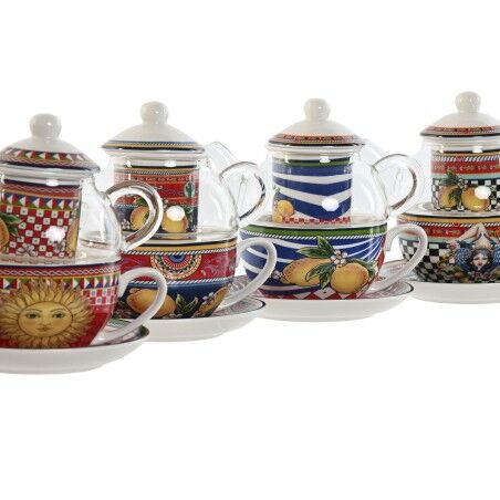 Teiera Home ESPRIT Giallo Rosso Cristallo Porcellana 1 L (4 Unità)