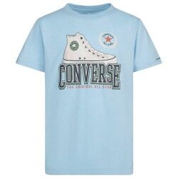 Maglia a Maniche Corte per Bambini Converse Script Sneaker Gfx Blu cielo