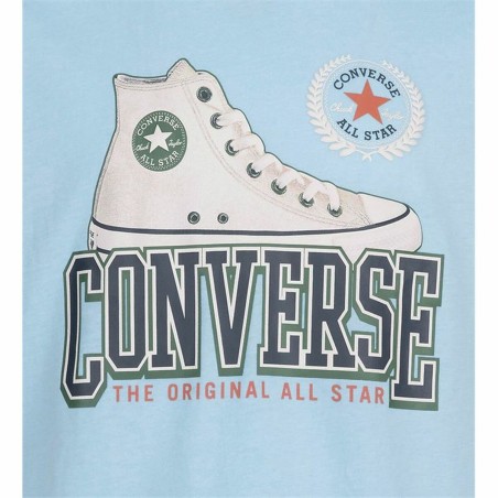 Maglia a Maniche Corte per Bambini Converse Script Sneaker Gfx Blu cielo