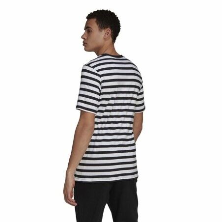 Maglia a Maniche Corte Uomo  Essentials Stripey  Adidas Embroidered Logo Nero