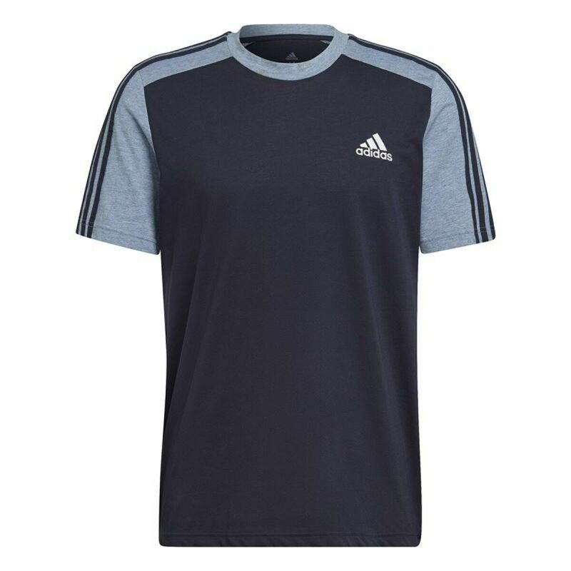 Maglia a Maniche Corte Uomo Adidas Essentials Mélange Blu scuro Maglia a Maniche Corte Uomo Adidas Essentials Mélange Blu scuro