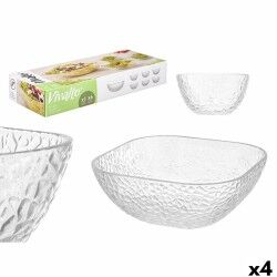 Set di Ciotole Vivalto TP70165BK/BH Trasparente Vetro 20 x 20 x 8 cm 10,3 x 10,3 x 5,5 cm (4 Unità)