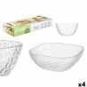 Set di Ciotole Vivalto TP70165BK/BH Trasparente Vetro 20 x 20 x 8 cm 10,3 x 10,3 x 5,5 cm (4 Unità)