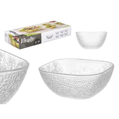 Set di Ciotole Vivalto TP70165IC/BH Trasparente Vetro 20 x 20 x 8 cm 10,3 x 10,3 x 5,5 cm (4 Unità)