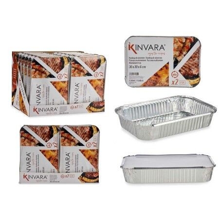 Set di vassoi per Alimenti Kinvara 82176 Argentato Alluminio 2,3 L 21 x 6 x 30,5 cm (12 Unità)