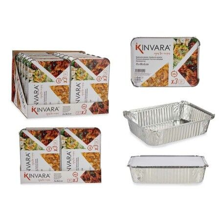 Set di vassoi per Alimenti Kinvara 16161 Argentato Alluminio 2 L 25,5 x 6,8 x 19 cm (12 Unità)