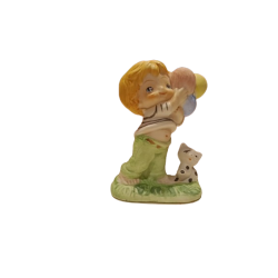 Figura di Porcellana Biscuit Bimbo con Gattino