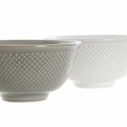 Ciotola DKD Home Decor Bianco Grigio Porcellana Vintage 12,5 x 12,5 x 6,5 cm 2 Pezzi