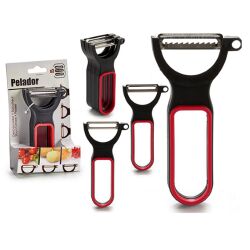 Set di Pelapatate CK98529 Nero Rosso Acciaio Caucciù polipropilene