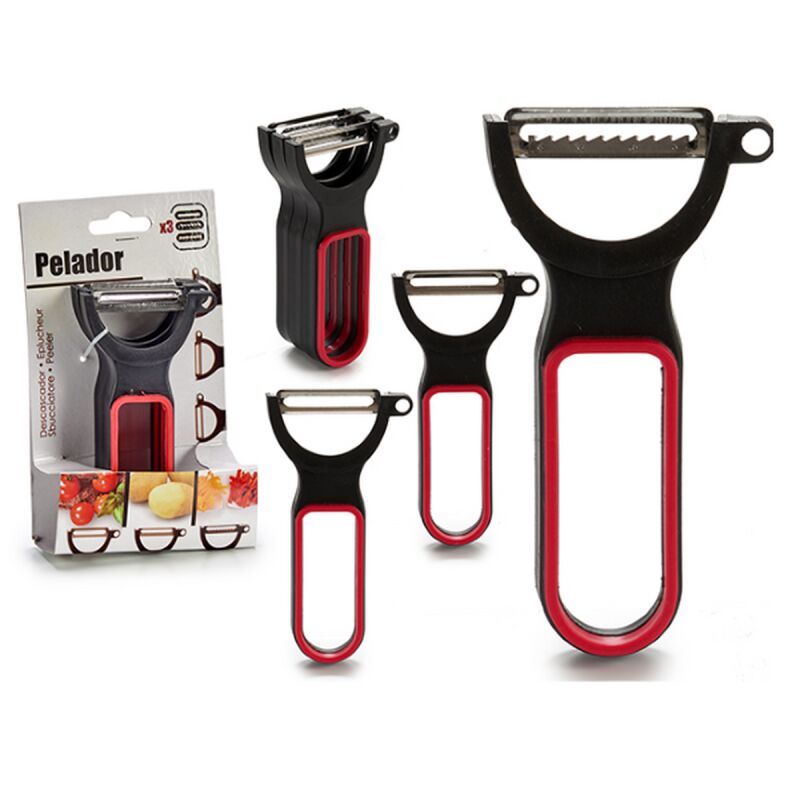 Set di Pelapatate CK98529 Nero Rosso Acciaio Caucciù polipropilene Set di Pelapatate CK98529 Nero Rosso Acciaio Caucciù polipropilene