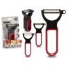 Set di Pelapatate CK98529 Nero Rosso Acciaio Caucciù polipropilene