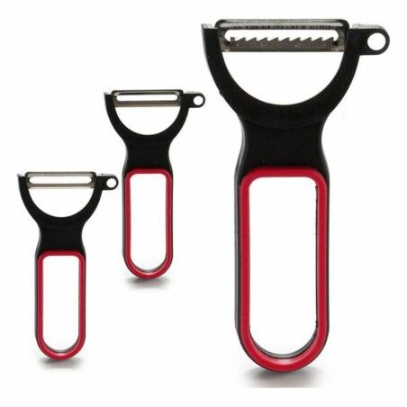 Set di Pelapatate CK98529 Nero Rosso Acciaio Caucciù polipropilene