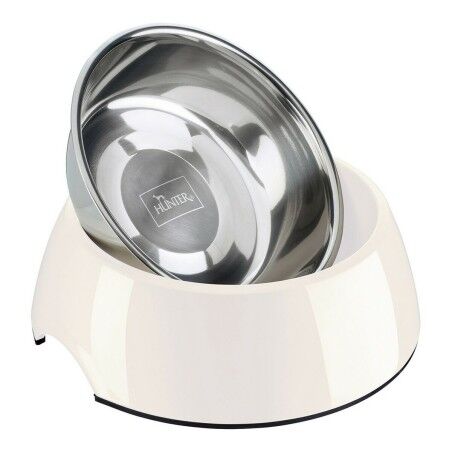 Ciotola per cani Hunter Melammina Acciaio inossidabile Bianco 160 ml (14,5 x 14,5 x 7 cm)