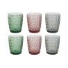 Set di Bicchieri DKD Home Decor Verde Grigio Rosa Cristallo Con rilievo 240 ml (6 Unità)