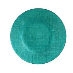 Piatto da pranzo Vivalto 323921P Turchese Vetro 21 x 2 x 21 cm (6 Unità)