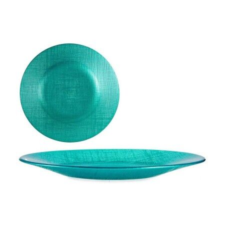 Piatto da pranzo Vivalto 323921P Turchese Vetro 21 x 2 x 21 cm (6 Unità)