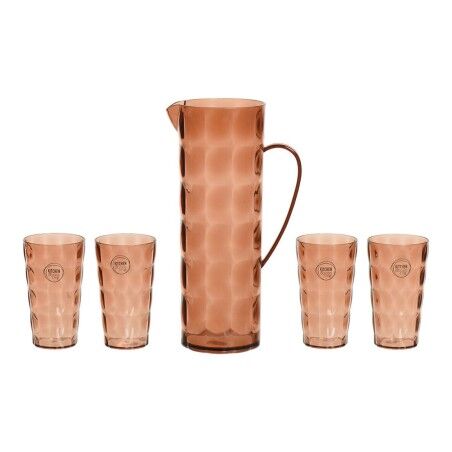 Set di brocche con bicchieri EDM 869702 Marrone Plastica riciclata 5 Pezzi