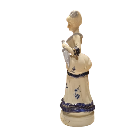 Figura Porcellana Signora del '800 con ombrello