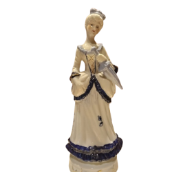 Figura Porcellana Signora del '800 con ombrello