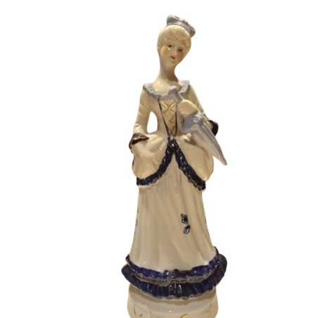 Figura Porcellana Signora del '800 con ombrello