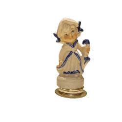 Figura Porcellana Bimba con Ombrello base Silver