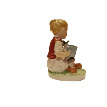 Figura di Porcellana Biscuit Contadina Seduta
