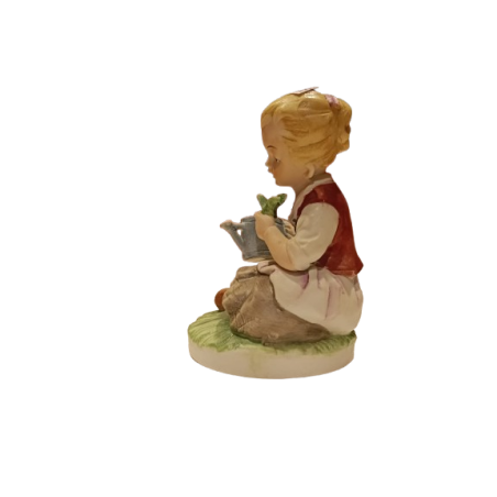 Figura di Porcellana Biscuit Contadina Seduta