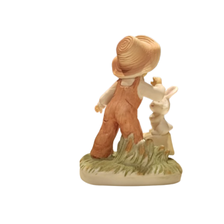 Figura di Porcellana Biscuit Bambino con Coniglio