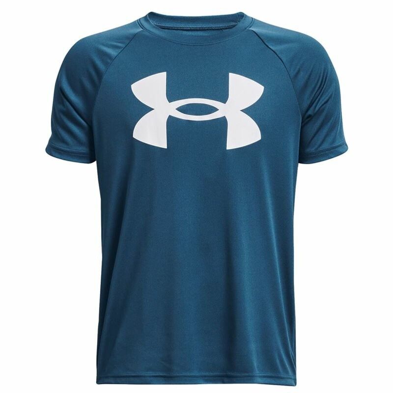 Maglia a Maniche Corte per Bambini Under Armour Big Logo Azzurro Maglia a Maniche Corte per Bambini Under Armour Big Logo Azzurro