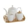 Teiera DKD Home Decor Bianco Naturale Bambù Porcellana