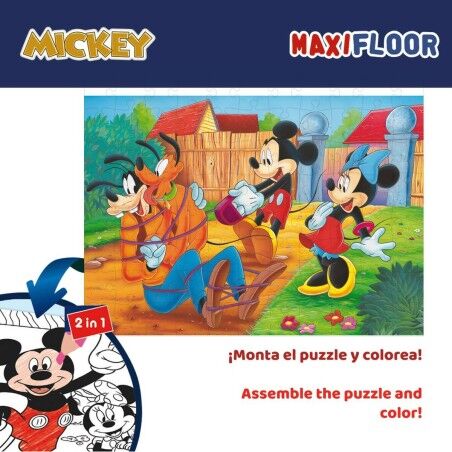 Puzzle per Bambini Mickey Mouse Double-face 108 Pezzi 70 x 1,5 x 50 cm (6 Unità)