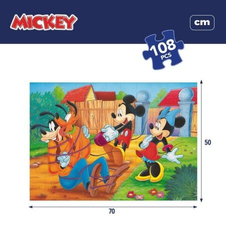 Puzzle per Bambini Mickey Mouse Double-face 108 Pezzi 70 x 1,5 x 50 cm (6 Unità)