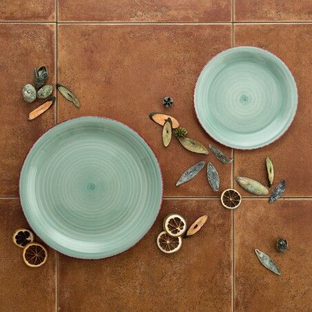 Servizio di Piatti Quid Vita Aqua Azzurro Ceramica 18 Pezzi