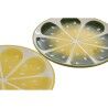 Piatto da pranzo Home ESPRIT Giallo Verde Gres Limone 22,5 x 22,5 x 2,5 cm (2 Unità)