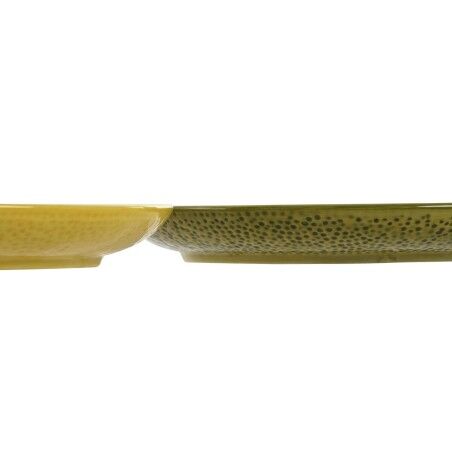 Piatto da pranzo Home ESPRIT Giallo Verde Gres Limone 22,5 x 22,5 x 2,5 cm (2 Unità)