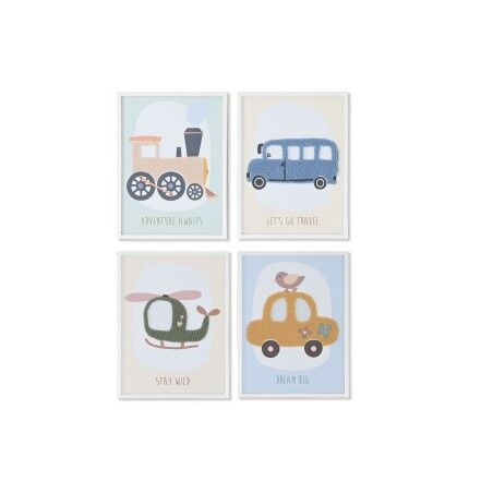 Quadro Home ESPRIT Giallo Azzurro Tela 30 x 1,8 x 40 cm (4 Unità)
