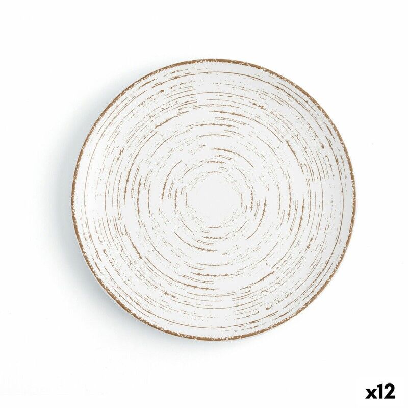 Piatto da pranzo Ariane Tornado White Bicolore Ceramica Ø 21 cm (12 Unità) Piatto da pranzo Ariane Tornado White Bicolore Ceramica Ø 21 cm (12 Unità)