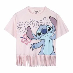 Maglia a Maniche Corte per Bambini Stitch Azzurro Rosa