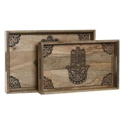 Set di Vassoi Home ESPRIT Naturale Legno di mango 43,5 x 27 x 5,5 cm (2 Unità)