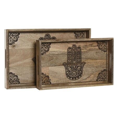 Set di Vassoi Home ESPRIT Naturale Legno di mango 43,5 x 27 x 5,5 cm (2 Unità)