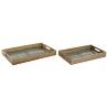 Set di Vassoi Home ESPRIT Azzurro Naturale Legno di mango 43,5 x 27 x 5,5 cm (2 Unità)