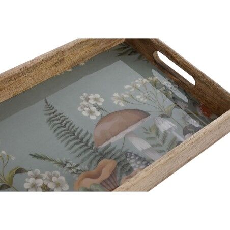 Set di Vassoi Home ESPRIT Azzurro Naturale Legno di mango 43,5 x 27 x 5,5 cm (2 Unità)