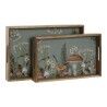Set di Vassoi Home ESPRIT Azzurro Naturale Legno di mango 43,5 x 27 x 5,5 cm (2 Unità)