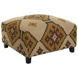 Poggiapiedi Home ESPRIT Beige Senape 80 x 80 x 44 cm