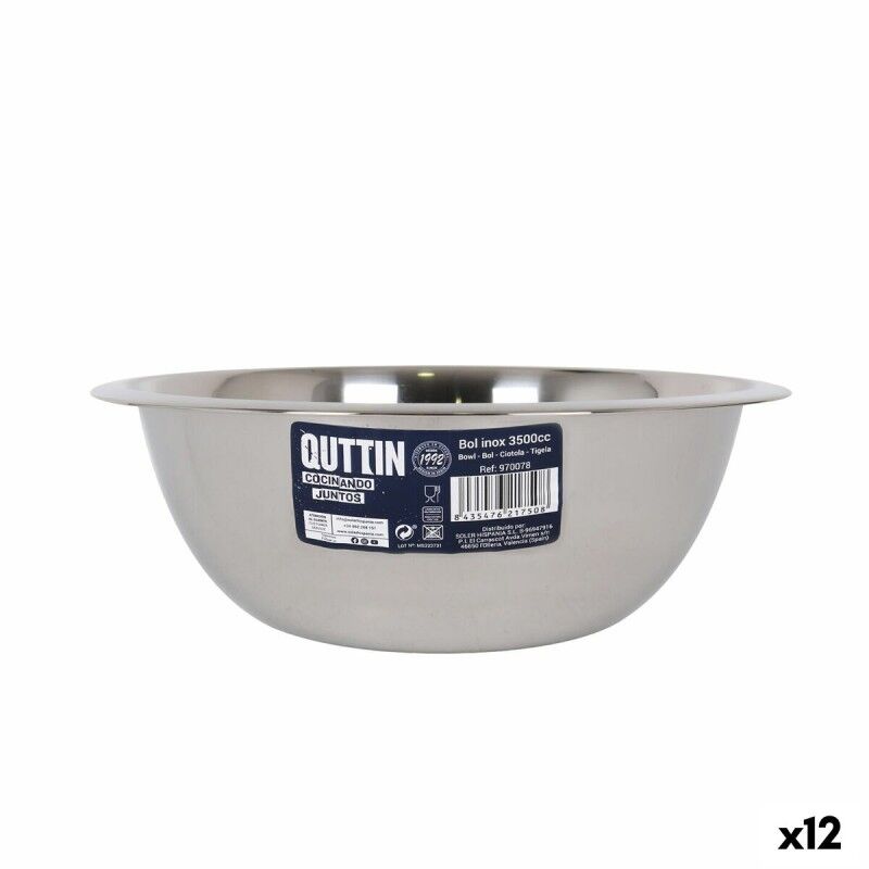 Ciotola Quttin Quttin Acciaio inossidabile 3,5 L Ø 28,4 x 9,7 cm Miscelatore (12 Unità)