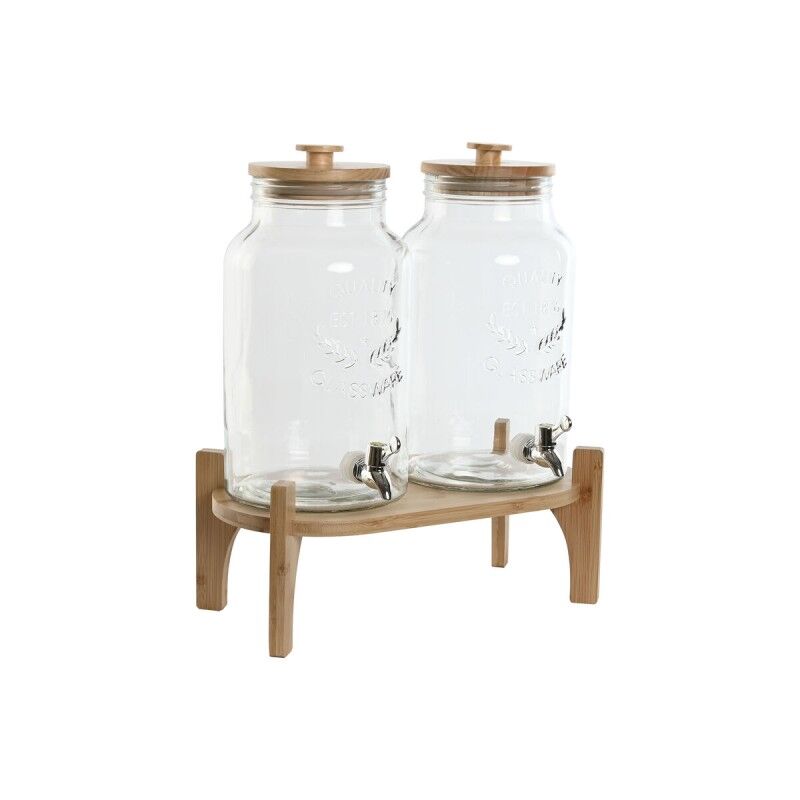 Dispenser di bevande Home ESPRIT Silicone Bambù Cristallo Plastica 5,5 L 37 x 25 x 46 cm